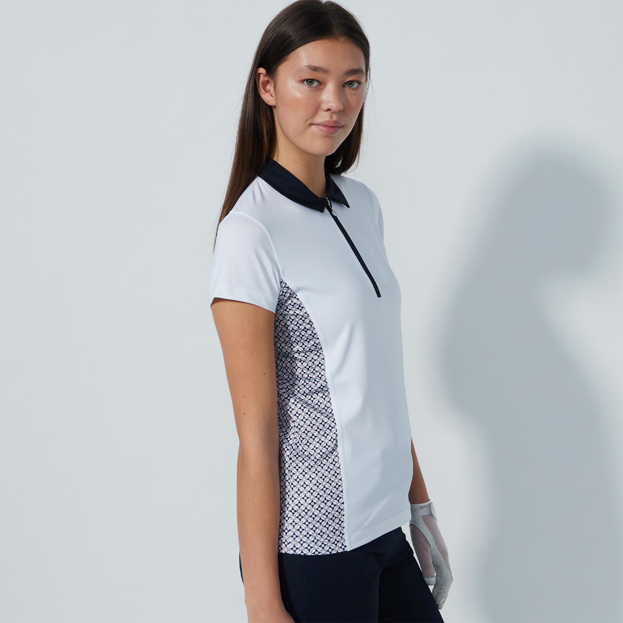 Daily Sports Edge Ladies Golf Polo Shirt Mosaic Medle White